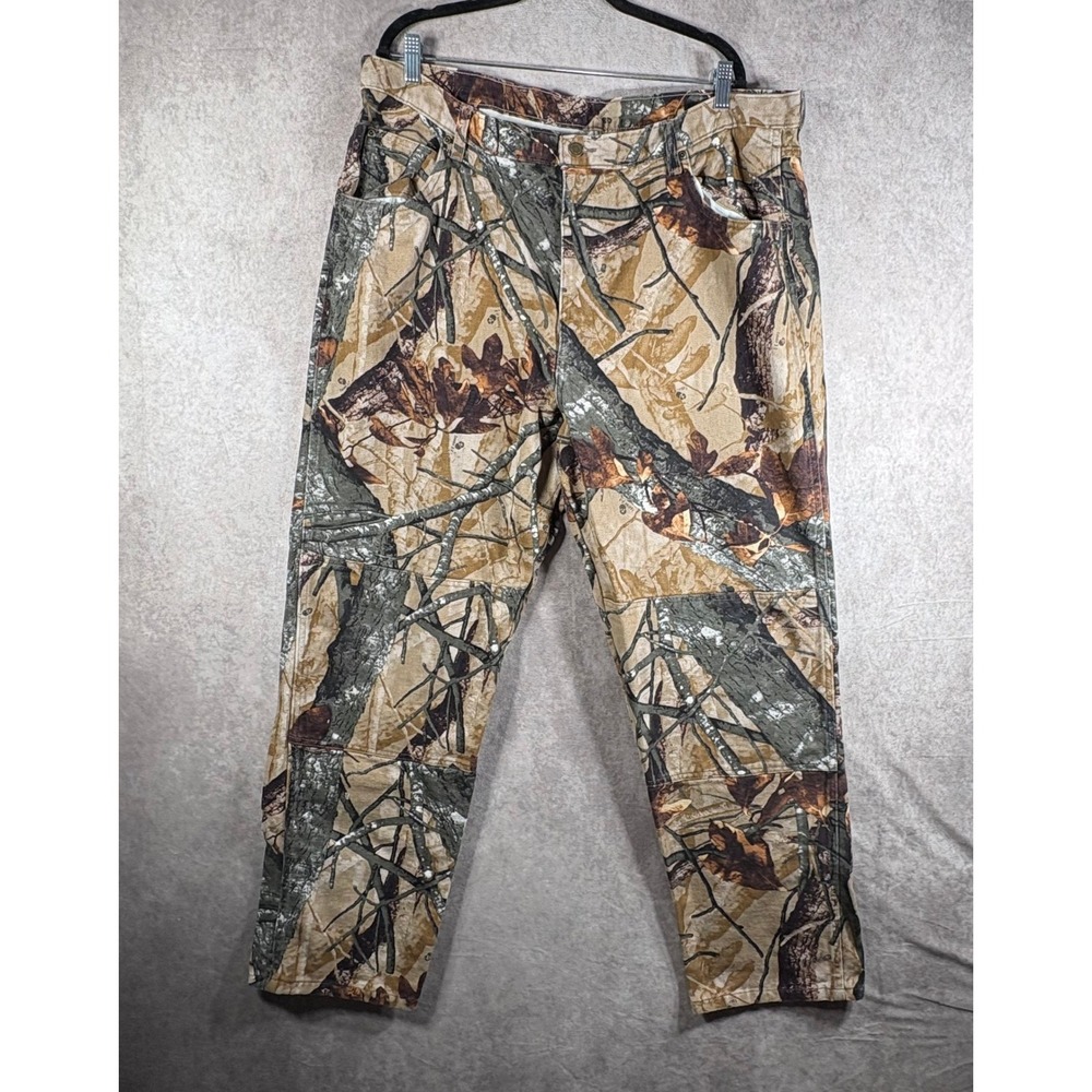 Wrangler Pants Mens 42x32 Brown RealTree Camo Cotton Hunting Outdoor Utility